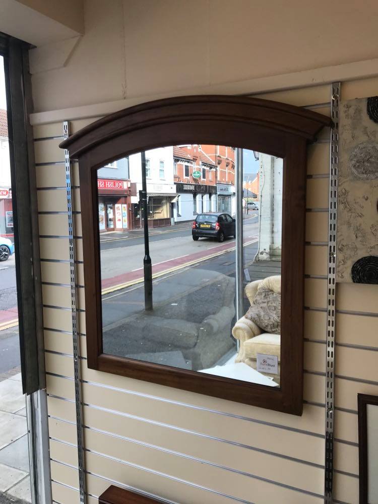 Large arch top mirror with an oak frame